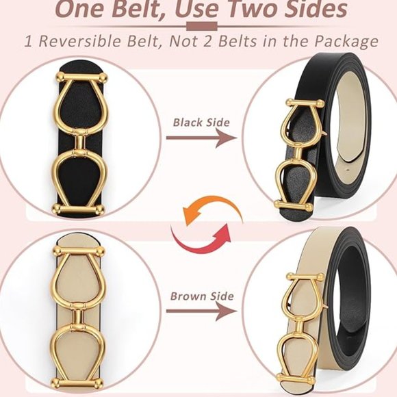Women reversible leather belt SET 2 main image 2